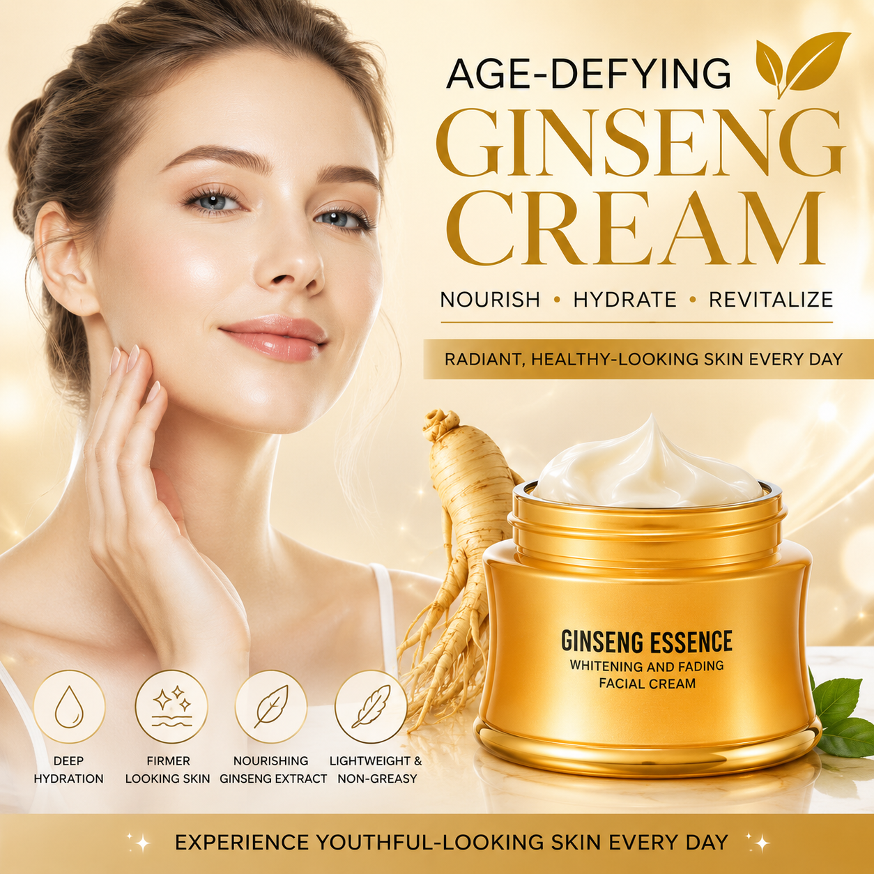 ๐ Gold Ginseng Anti-Aging Face Cream โ Firming, Hydrating & Skin Renewal Moisturizer-OKN