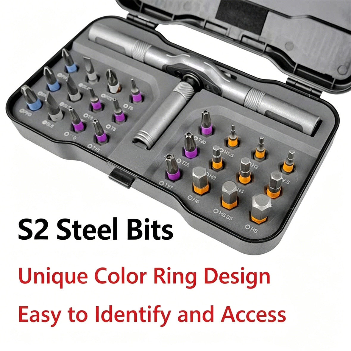 💯24-in-1 Ratchet Screwdriver Set, ✨Multi-Bit Magnetic Driver Kit with S2 Steel Bits-XXS