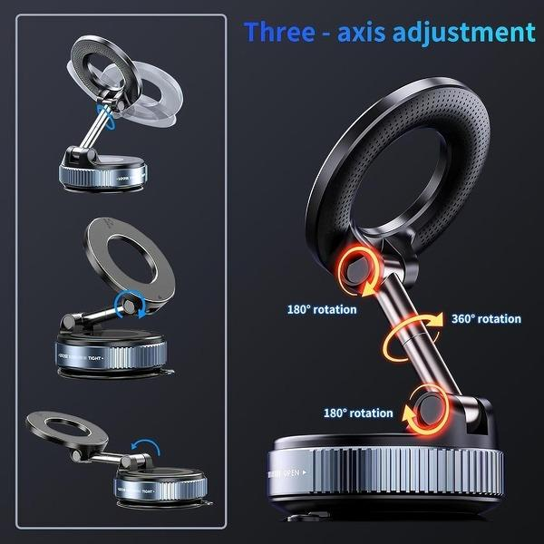 🚗Foldable Magnetic Car Holder|Strong Vacuum Suction for All Phones 📱-VIM