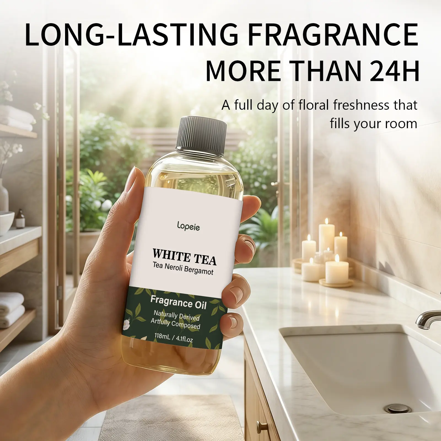 Lopeie 118ml Hotel Grade Diffuser Oil Refill – White Tea Neroli Bergamot Aromatherapy Oil-VIM