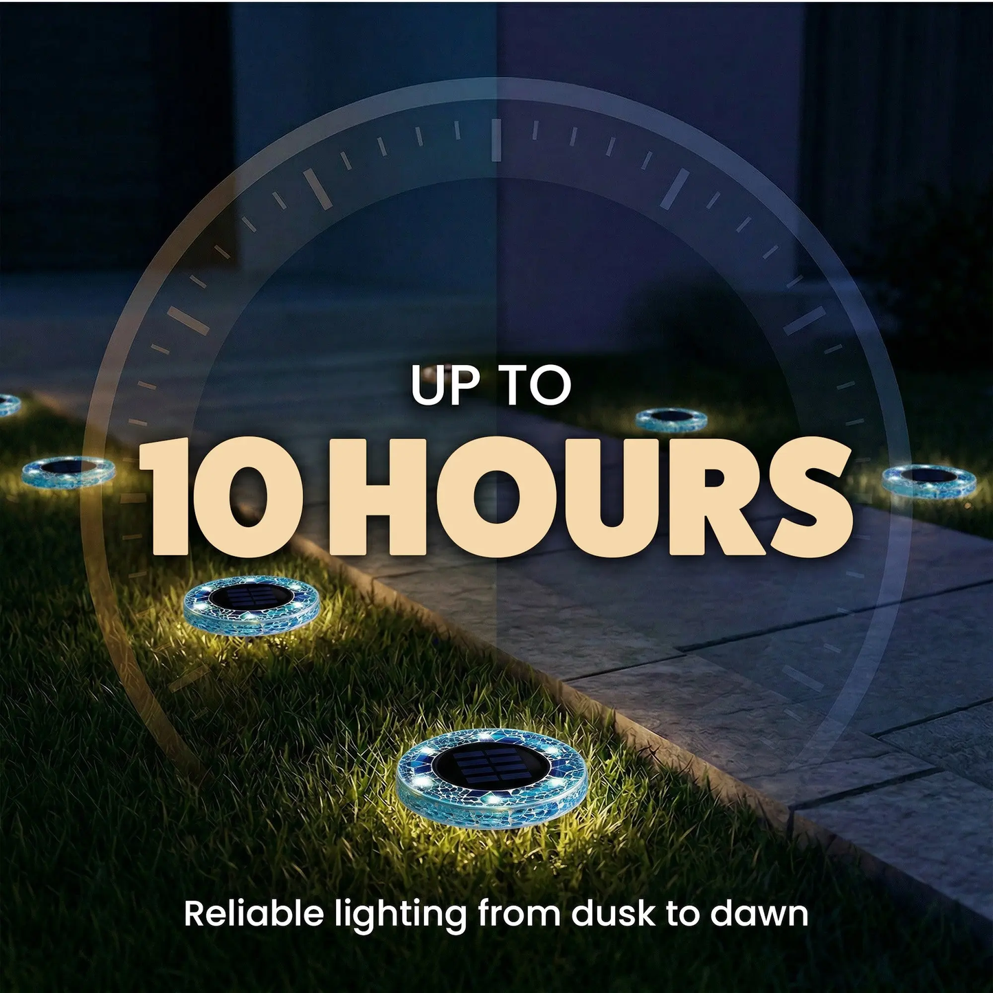 Solar Outdoor Mosaic Disk Lights, Waterproof Decorative Pathway LED Light, Auto On/Off-VIM
