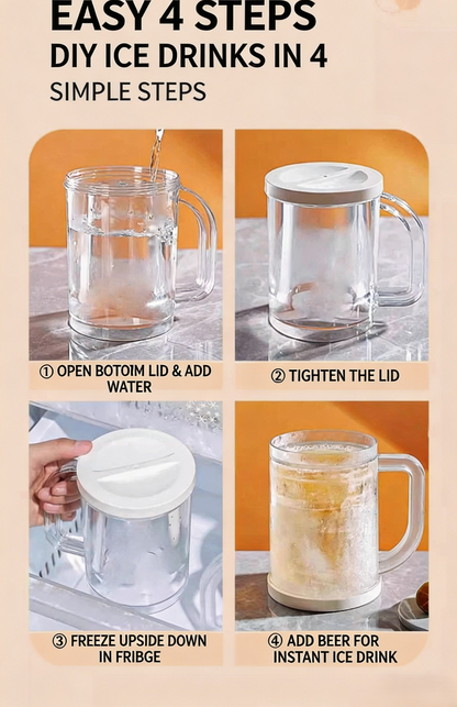 ❄️Double Wall Frozen Chiller Mug🍺❄️ - Large Capacity Ice Cold Beer & Soda Cup, Keep Drinks Icy Cold For Hours, Perfect For Summer Parties, BBQs & Home Use-VEX