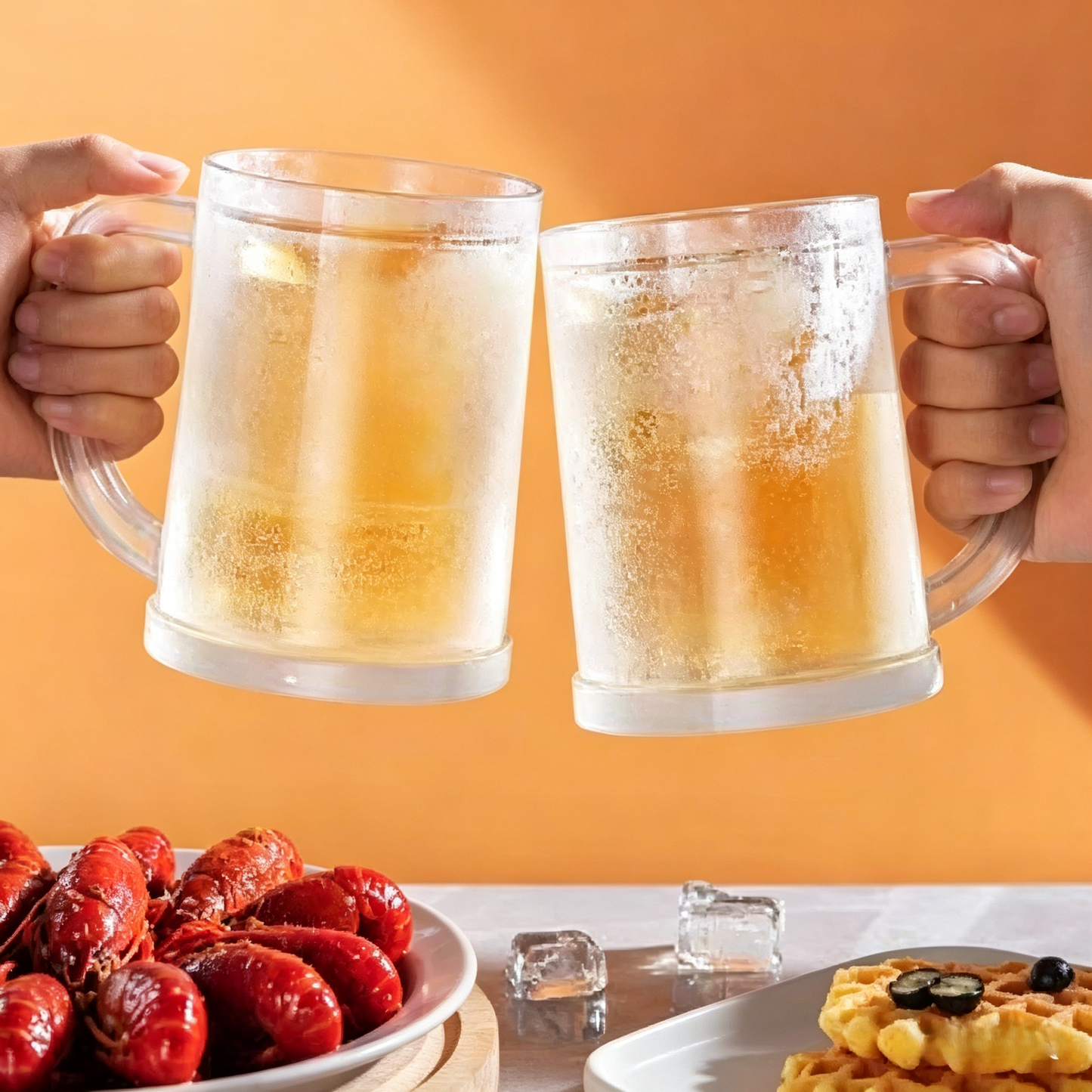 ❄️Double Wall Frozen Chiller Mug🍺❄️ - Large Capacity Ice Cold Beer & Soda Cup, Keep Drinks Icy Cold For Hours, Perfect For Summer Parties, BBQs & Home Use-VEX
