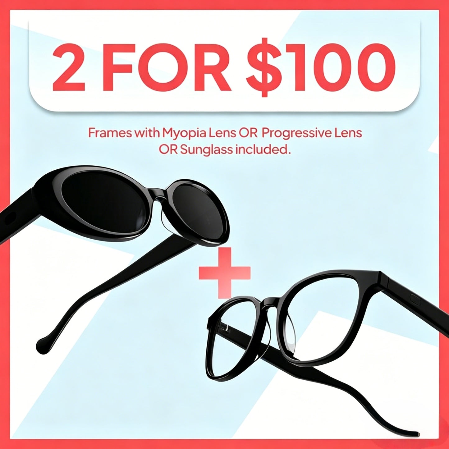 2 for $100 Eyewear Bundle | Stylish Optical Glasses & Sunglasses Set | Lightweight Fashion Frames-TTT