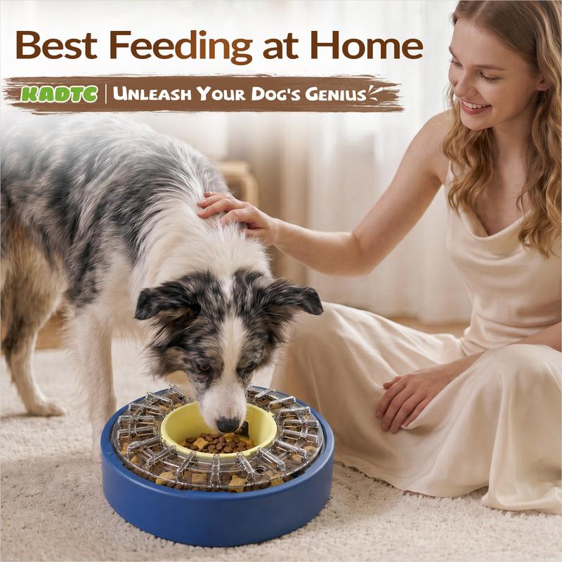 Interactive Dog Slow Feeder Toy, Rotating Puzzle Treat Dispenser for Mental Stimulation, Slow Eating Bowl for Small to Medium Dogs-TTT