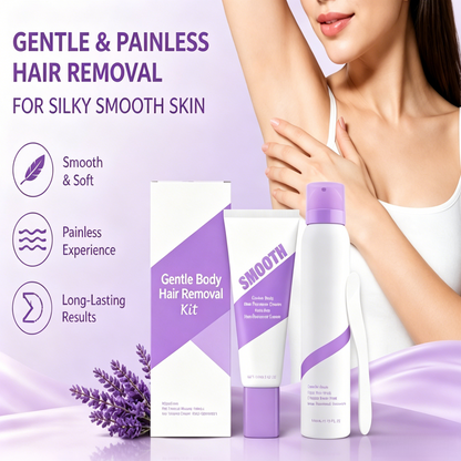 💜 No-Stress Hair Removal Kit - Painless, Long-Lasting Cream & Mousse for Legs, Arms, Underarms & Bikini, Silky Smooth Results