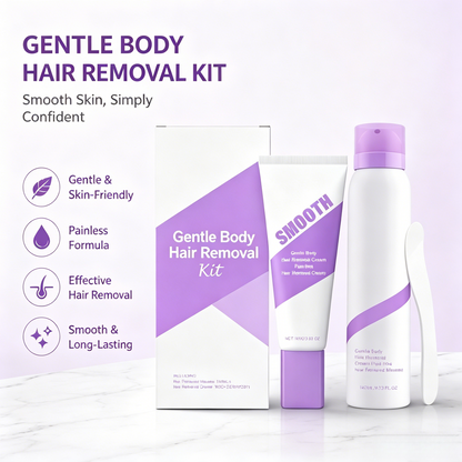 💜 No-Stress Hair Removal Kit - Painless, Long-Lasting Cream & Mousse for Legs, Arms, Underarms & Bikini, Silky Smooth Results