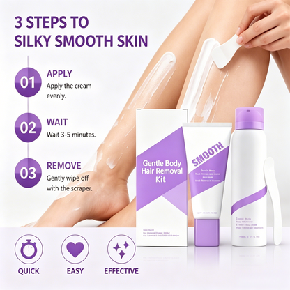 💜 No-Stress Hair Removal Kit - Painless, Long-Lasting Cream & Mousse for Legs, Arms, Underarms & Bikini, Silky Smooth Results