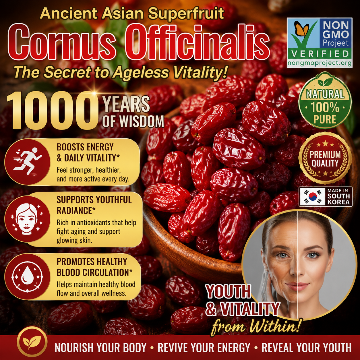 Ancient Red Superfruit ✨ Cornus Officinalis – Your Daily Ritual for Energy, Vitality & Wellness.-OKL