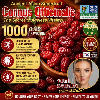 Ancient Red Superfruit ✨ Cornus Officinalis – Your Daily Ritual for Energy, Vitality & Wellness.-OKL