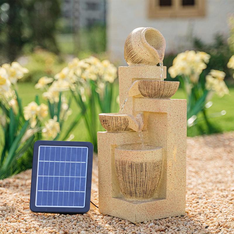 Outdoor LED Water Fountain Rockery Decor with Solar Panel-TTT