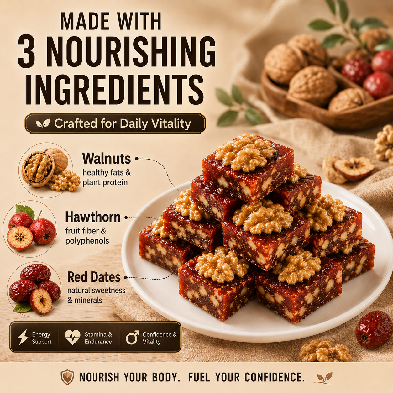 Natural Daily Fuel for Men’s Strength, Stamina & Vitality-Hawthorn Walnut Pie-LT