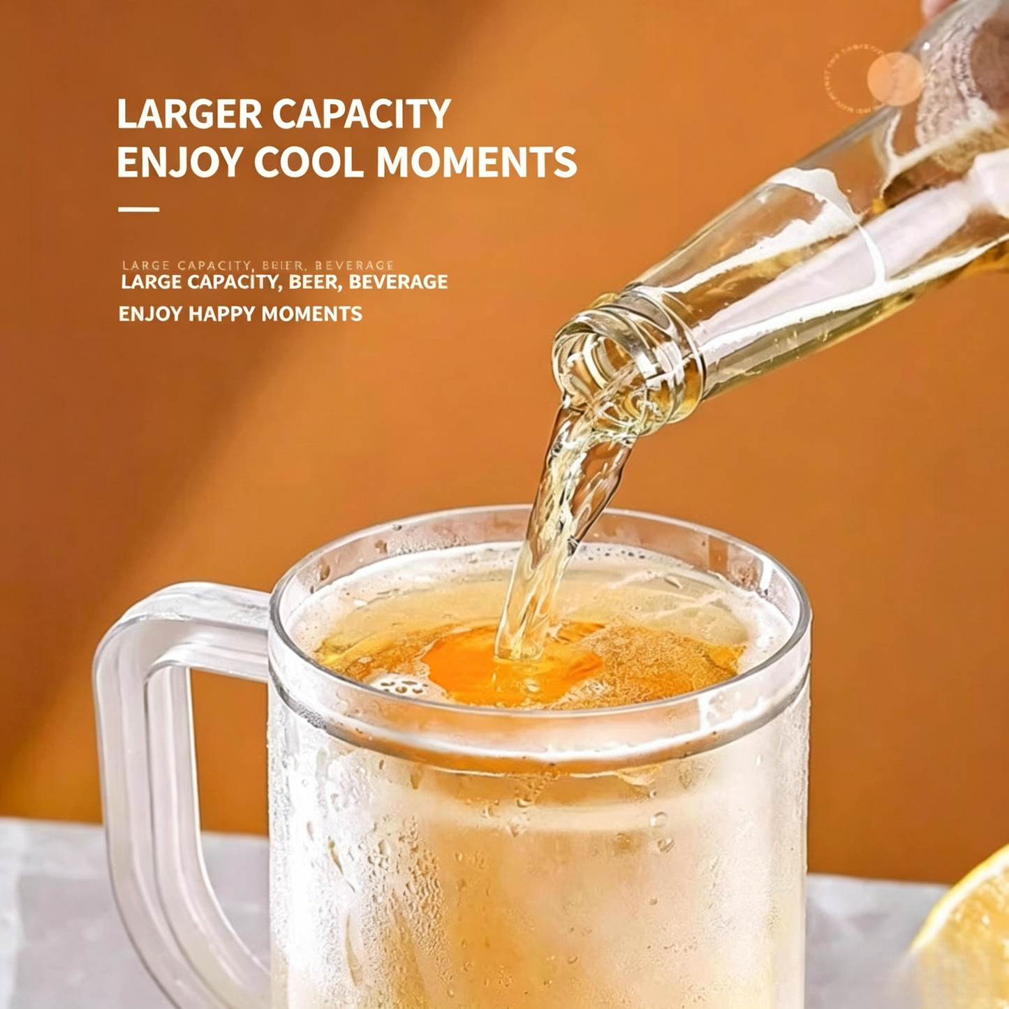 ❄️Double Wall Frozen Chiller Mug🍺❄️ - Large Capacity Ice Cold Beer & Soda Cup, Keep Drinks Icy Cold For Hours, Perfect For Summer Parties, BBQs & Home Use-VEX