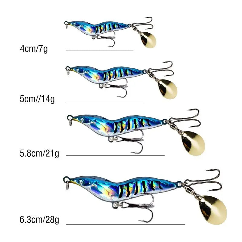 7/14/21/28g Metal Jig Lure 3D Eyes Sinking Bait with Treble Hook-SUY