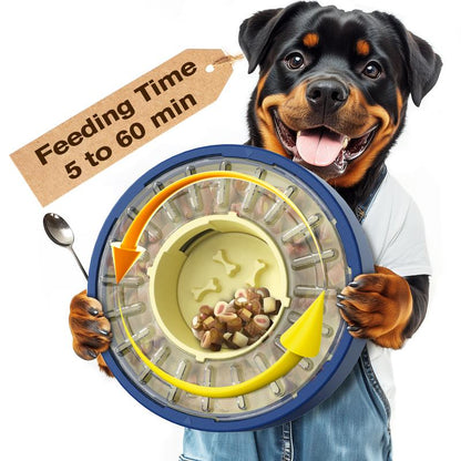 Interactive Dog Slow Feeder Toy, Rotating Puzzle Treat Dispenser for Mental Stimulation, Slow Eating Bowl for Small to Medium Dogs-TTT