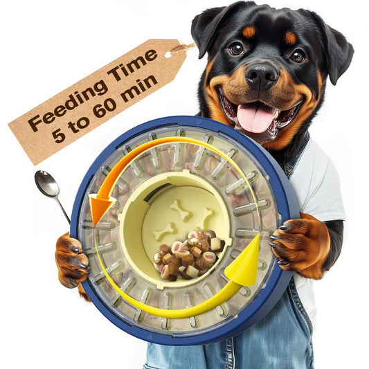 Interactive Dog Slow Feeder Toy, Rotating Puzzle Treat Dispenser for Mental Stimulation, Slow Eating Bowl for Small to Medium Dogs-TTT