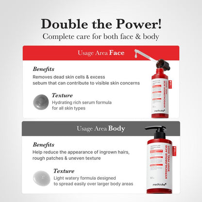 Medicube Rice Peel Shot Duo | Exfoliating Pore Care Serum, Oil Control Hydrating for Face & Body-SUY
