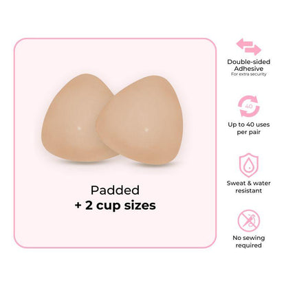 🩱40+ Uses Per Pair, Double-Sided Adhesive for All-Day Security| 🩱🩱🩱Patented Sticky Bra Inserts, Instant 2 Cup Size Lift, Reusable, Sweat & Water Resistant-VEX