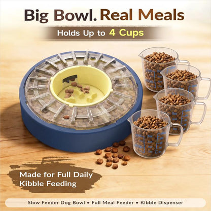 Interactive Dog Slow Feeder Toy, Rotating Puzzle Treat Dispenser for Mental Stimulation, Slow Eating Bowl for Small to Medium Dogs-TTT