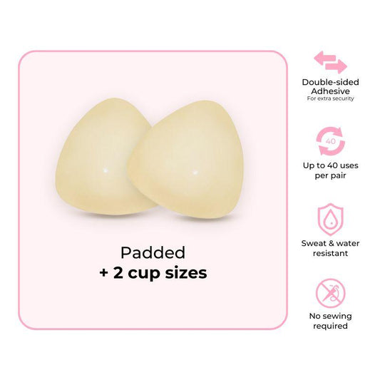 🩱40+ Uses Per Pair, Double-Sided Adhesive for All-Day Security| 🩱🩱🩱Patented Sticky Bra Inserts, Instant 2 Cup Size Lift, Reusable, Sweat & Water Resistant-VEX