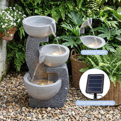 Outdoor LED Water Fountain Rockery Decor with Solar Panel-TTT