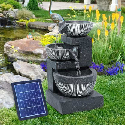 Outdoor LED Water Fountain Rockery Decor with Solar Panel-TTT