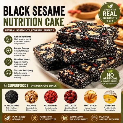 Boost Energy & Stamina! Black Sesame Red Date Goji Berry Walnut Pie Provides Sustained Power & Optimal Vitality-SUY