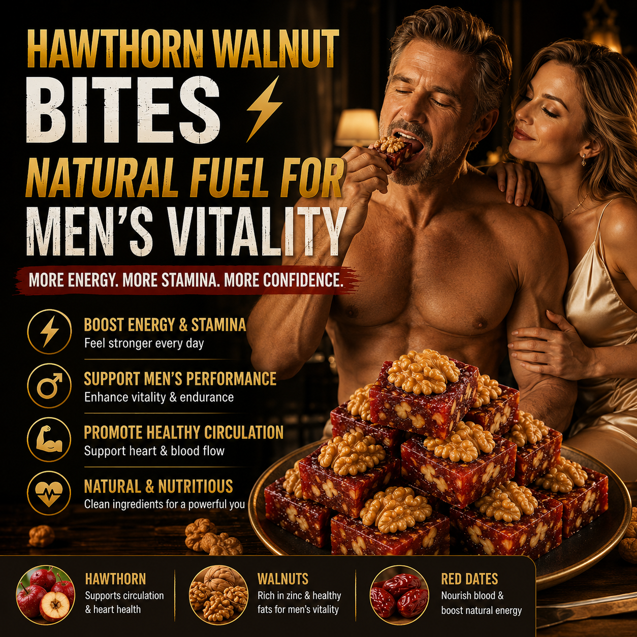 Natural Daily Nourishment for Male Power, Endurance & Energy – Hawthorn Walnut Pastry-DZT