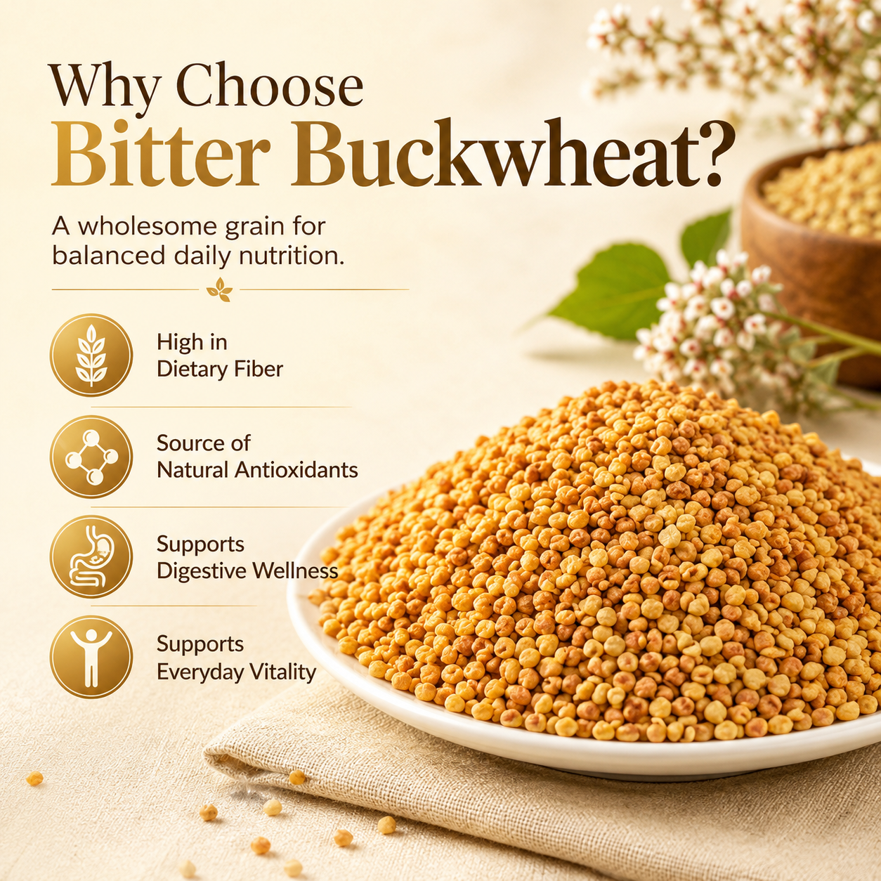 Sugar-Free Tartary Buckwheat Grains | High Rutin Whole Grain for Blood Sugar & Gut Support-ZRT