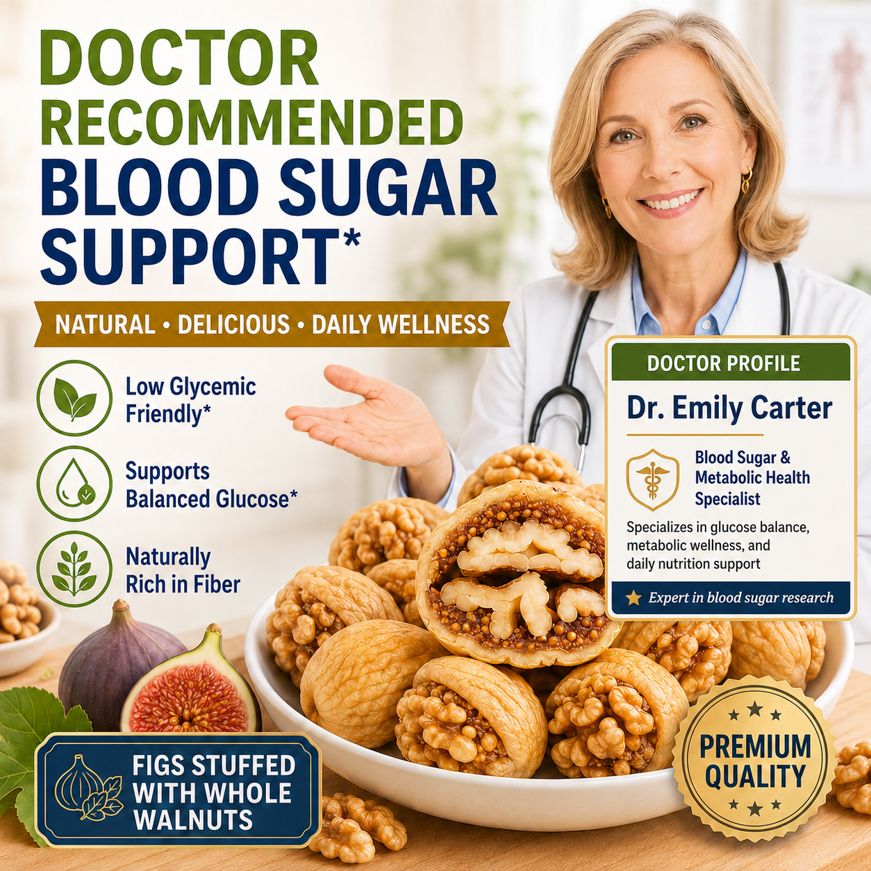 Natural Blood Sugar Support-Figs Stuffed With Walnuts-LT