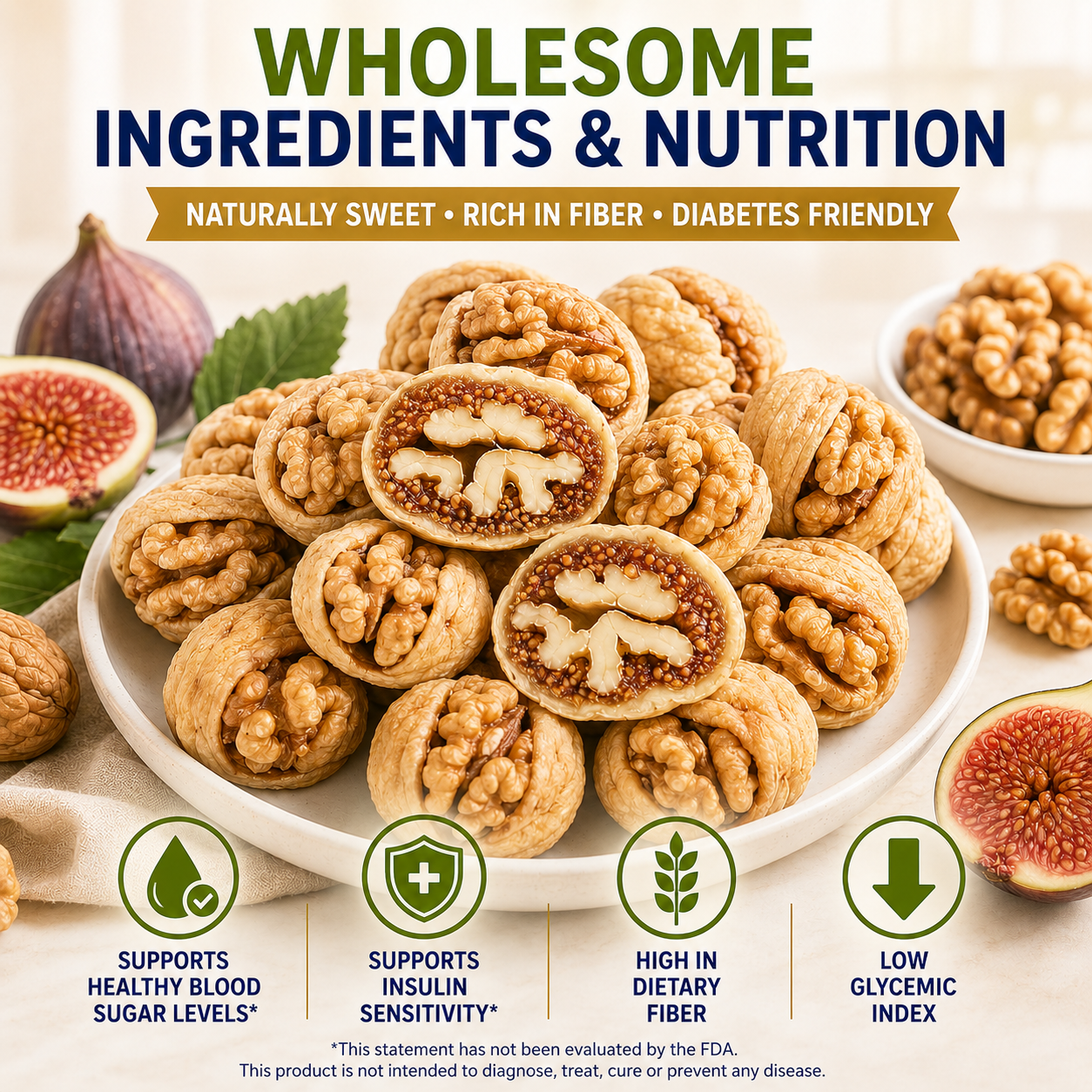 Natural Blood Sugar Support-Figs Stuffed With Walnuts-LT
