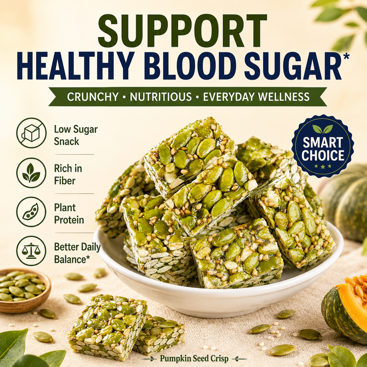 Blood Sugar Friendly Healthy Snack – Pumpkin Seed Crisp-LT