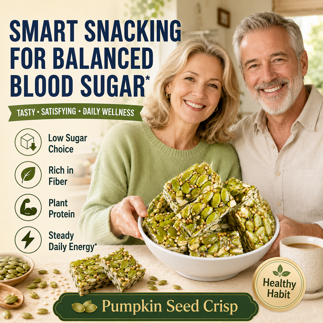 Blood Sugar Friendly Healthy Snack – Pumpkin Seed Crisp-LT