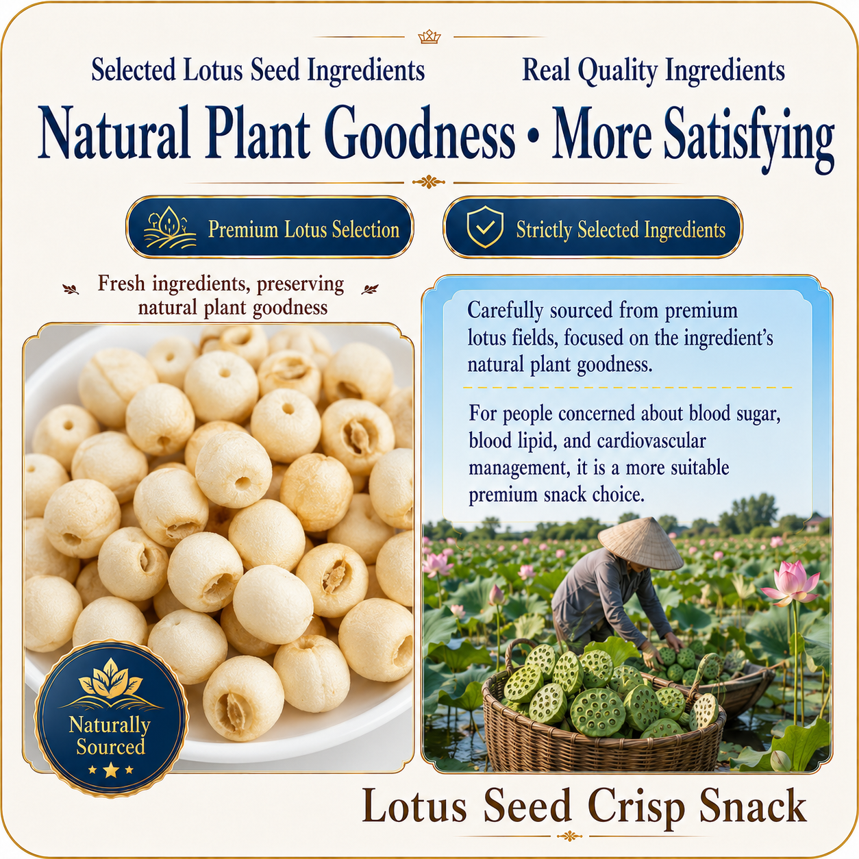 🪷Nourish your body with gentle, premium botanical nutrients from lotus seeds, paired with a satisfying crisp texture — these lotus seed heart crisps are a light ready-to-eat snack crafted for those mindful of vascular health-CJP