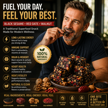 Boost Energy & Stamina! Black Sesame Red Date Goji Berry Walnut Pie Provides Sustained Power & Optimal Vitality-SUY