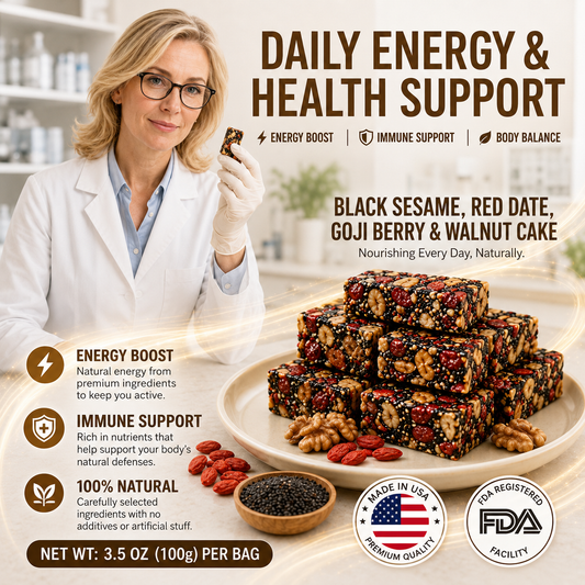 Boost Energy & Stamina! Black Sesame Red Date Goji Berry Walnut Pie Provides Sustained Power & Optimal Vitality-SUY