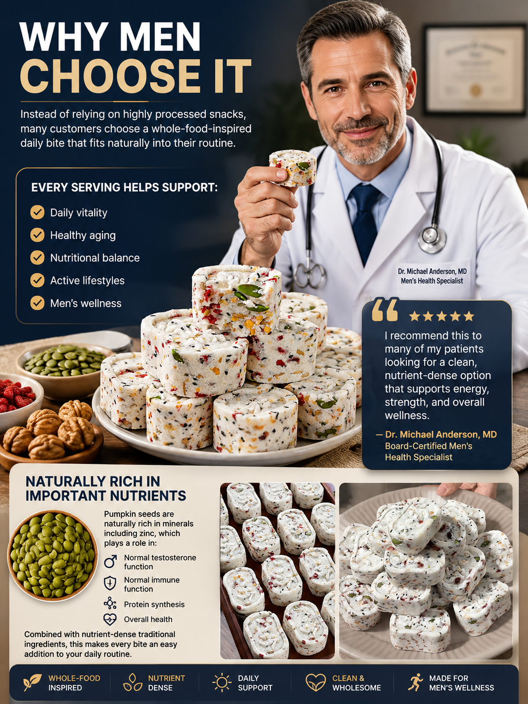 🏆Prostate Wellness • 🔋Endurance Support • 💪Designed for Men-🌿Men's Daily Vitality Herbal Bites -XXS