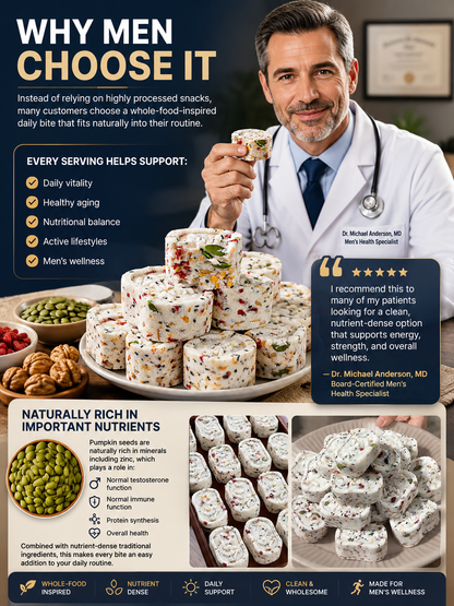 🏆Prostate Wellness • 🔋Endurance Support • 💪Designed for Men-🌿Men's Daily Vitality Herbal Bites -XXS