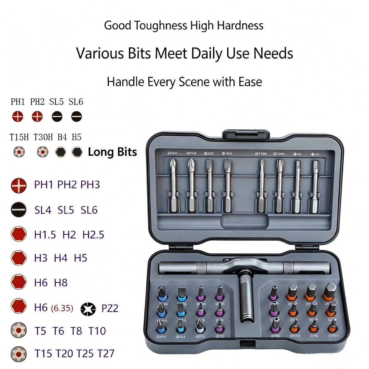 💯24-in-1 Ratchet Screwdriver Set, ✨Multi-Bit Magnetic Driver Kit with S2 Steel Bits-XXS