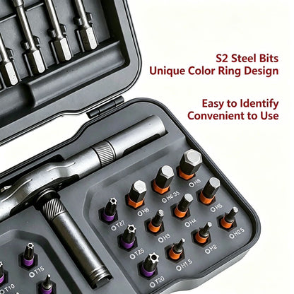 💯24-in-1 Ratchet Screwdriver Set, ✨Multi-Bit Magnetic Driver Kit with S2 Steel Bits-XXS