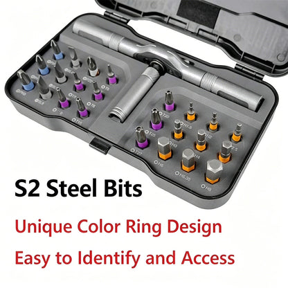 💯24-in-1 Ratchet Screwdriver Set, ✨Multi-Bit Magnetic Driver Kit with S2 Steel Bits-XXS