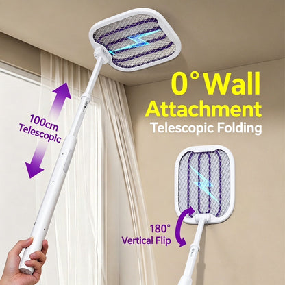 Telescopic Foldable Electric Fly Swatter, 3500V High Voltage Bug Zapper Racket with UV Light-XXS
