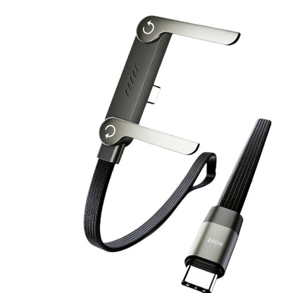 📱No More Blocked Charging!📱 240W Fast Charge Cable with Foldable Phone Stand - Charge & Stream Hands-Free-VEX