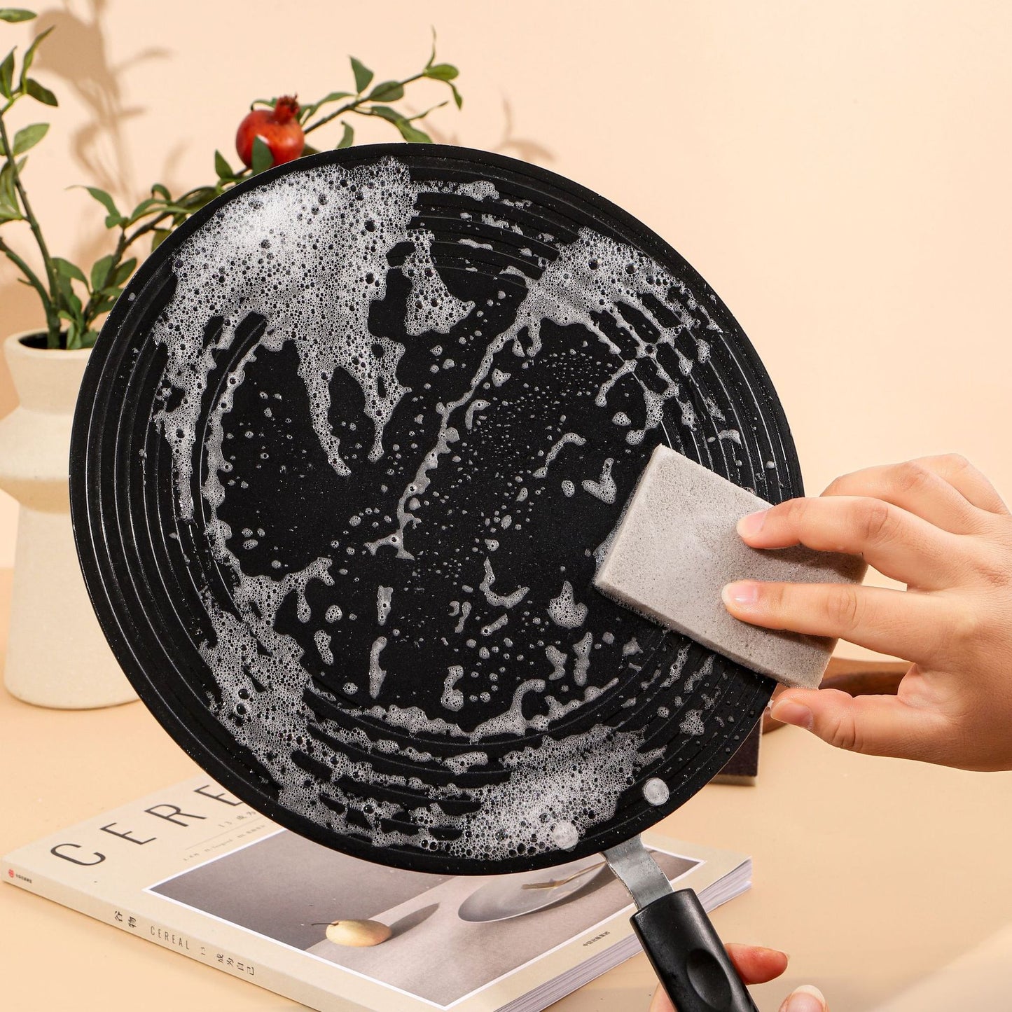 Heavy Duty Scrub Sponge for Kitchen - Non-Scratch Cleaning Pad for Pots, Pans & Dishes - Reusable Scrubber for Stubborn Stains, Rust & Burn Marks-XXS