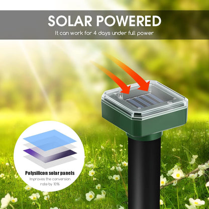 Solar Ultrasonic Animal Repeller, Waterproof Snake, Rat, Squirrel & Bird Repellent, No Chemicals, Safe for Pets & Humans-XXS