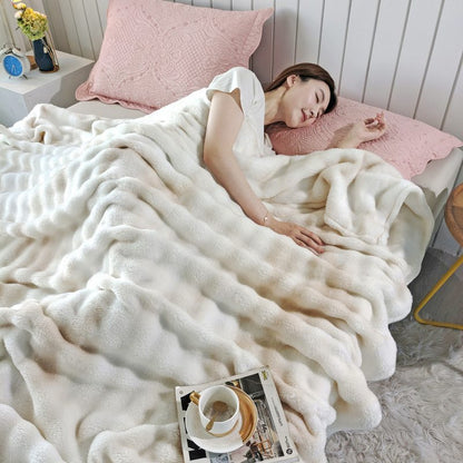 Luxury Faux Fur Blanket – Ultra Soft Cozy Throw Blanket-TTT