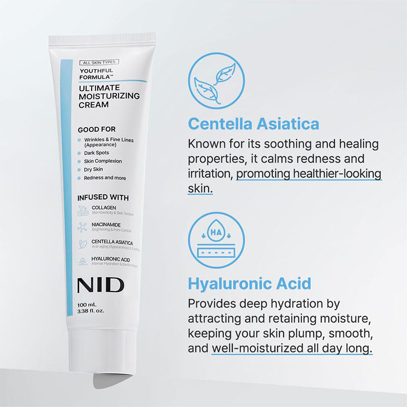 NID Ultimate Moisturizing Cream,  Wrinkle Reducing, Brightening & Hydrating Moisturizer for All Skin Types-XXS
