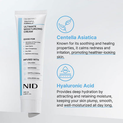 NID Ultimate Moisturizing Cream,  Wrinkle Reducing, Brightening & Hydrating Moisturizer for All Skin Types-XXS