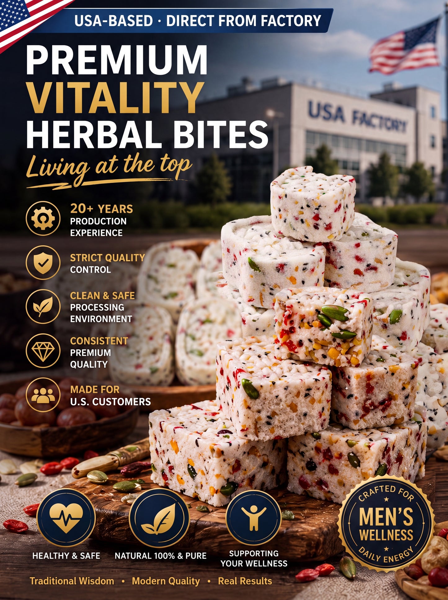 🏆Prostate Wellness • 🔋Endurance Support • 💪Designed for Men-🌿Men's Daily Vitality Herbal Bites -XXS