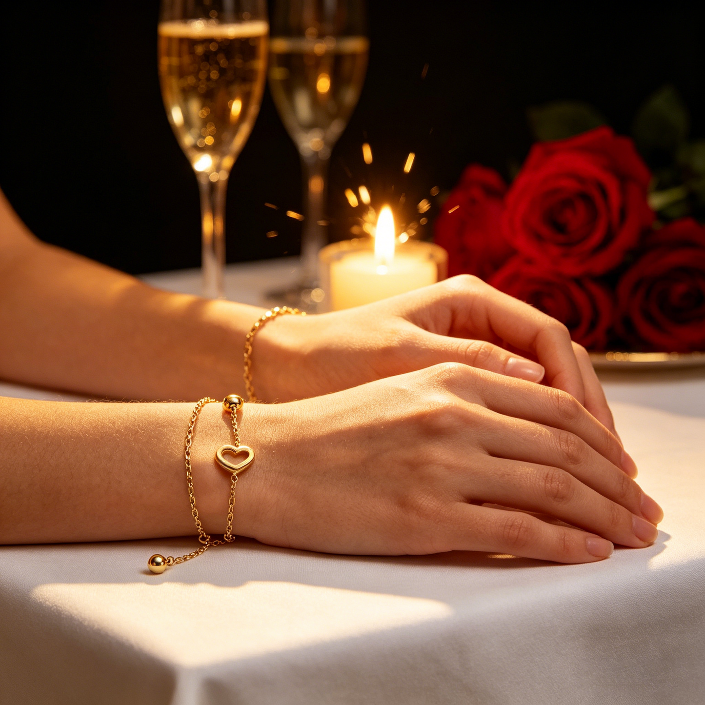 Luxury Gold Heart Bracelet for Women Adjustable Elegant Chain Bracelet Fashion Jewelry-YOY